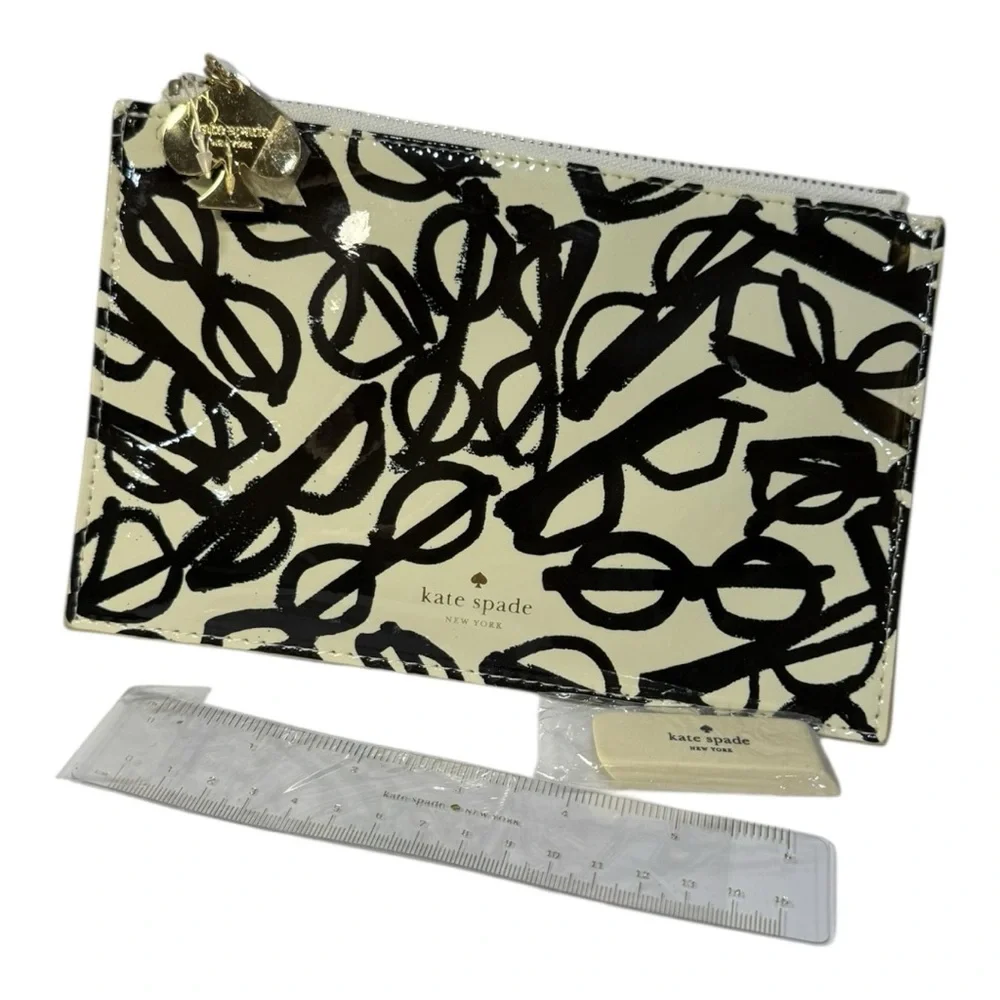 Kate Spade New York Eyeglasses Print Zip Pouch w/ Accessories NWOT
